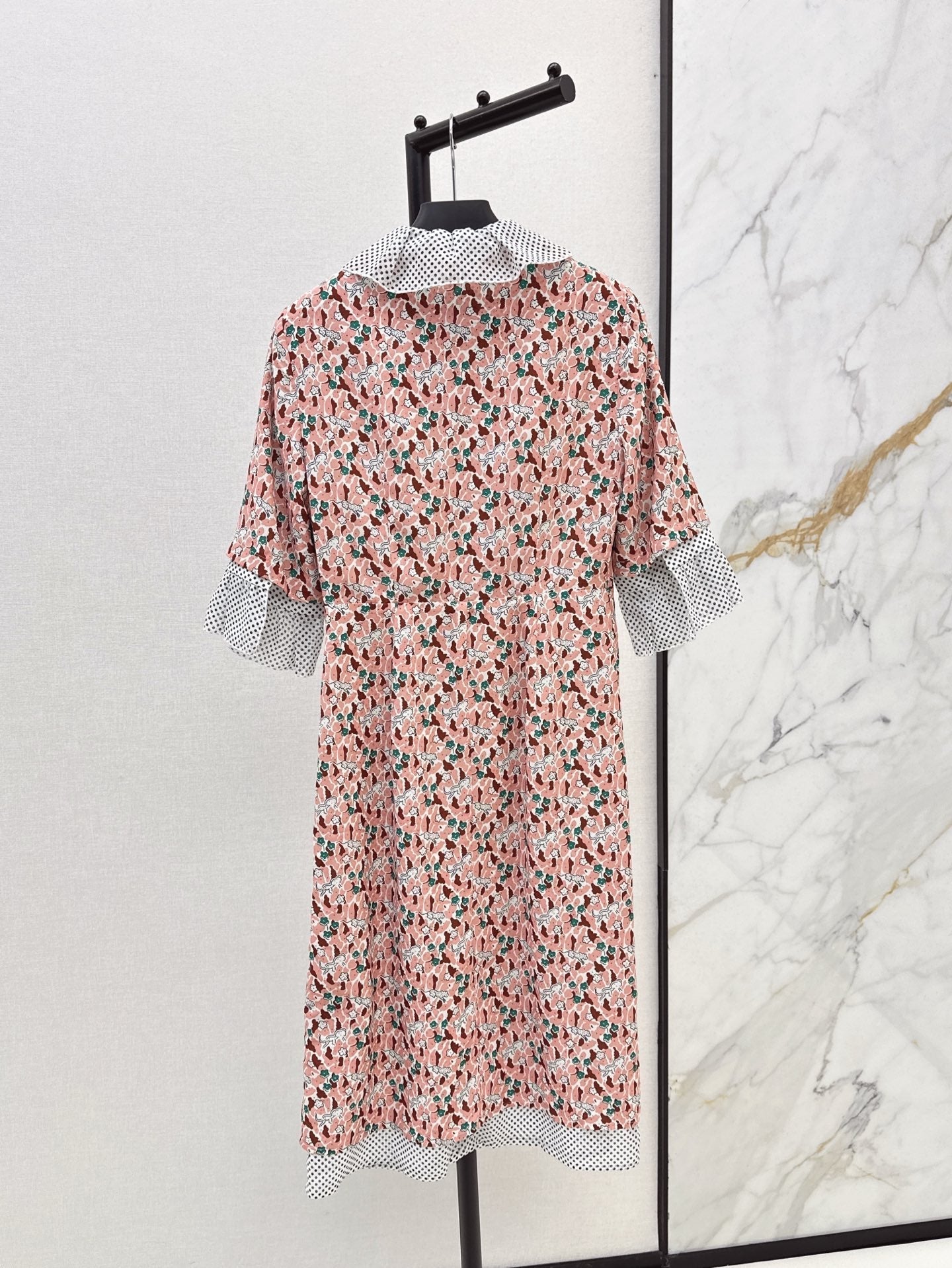 Pra* 25ss blush printed georgette dress