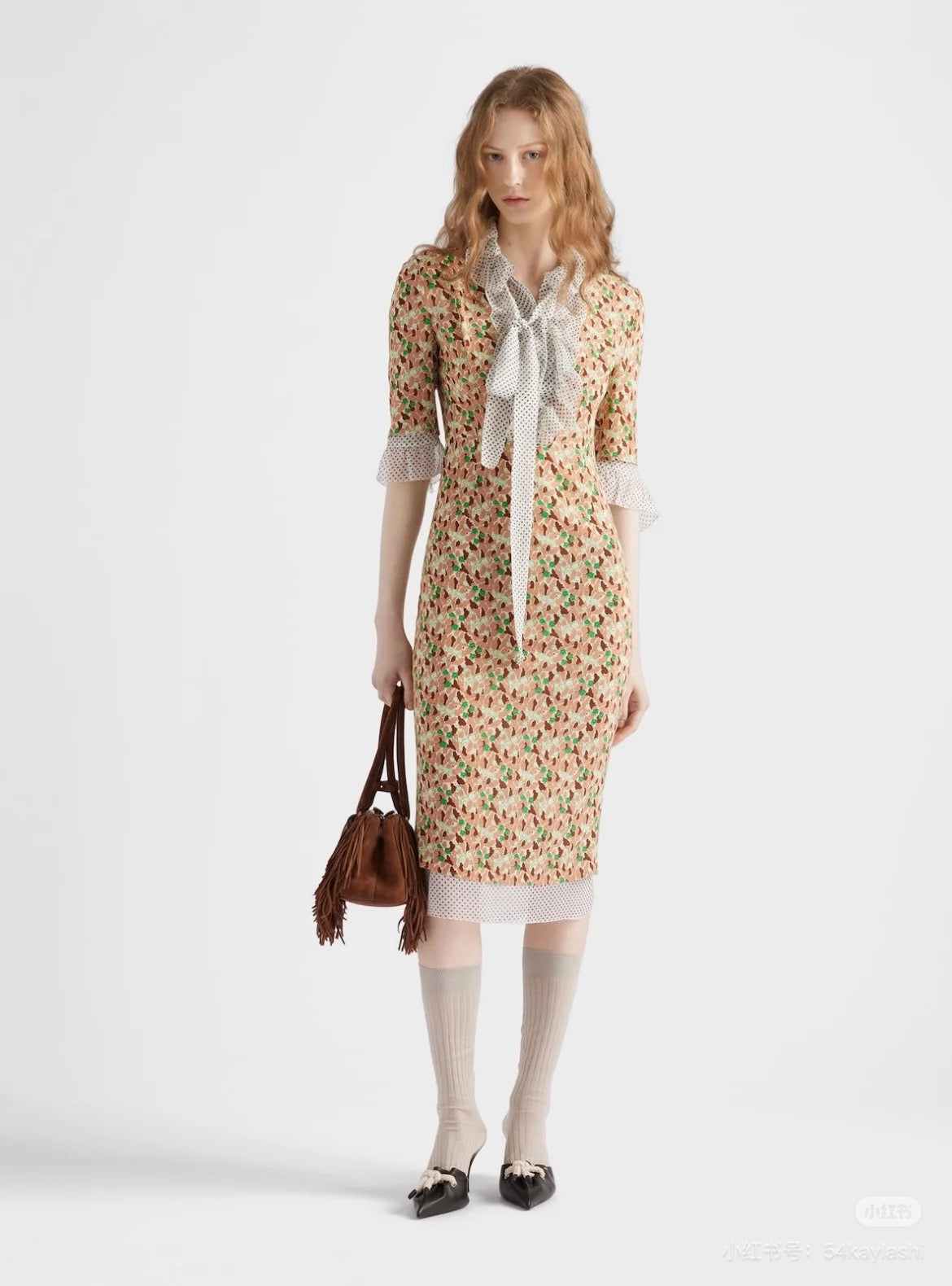 Pra* 25ss blush printed georgette dress