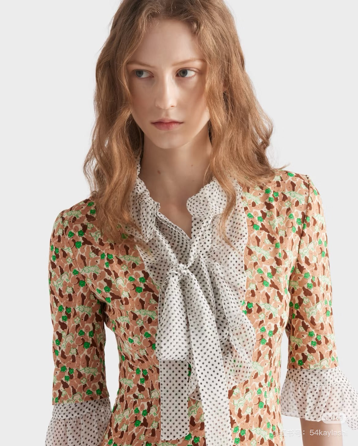 Pra* 25ss blush printed georgette dress