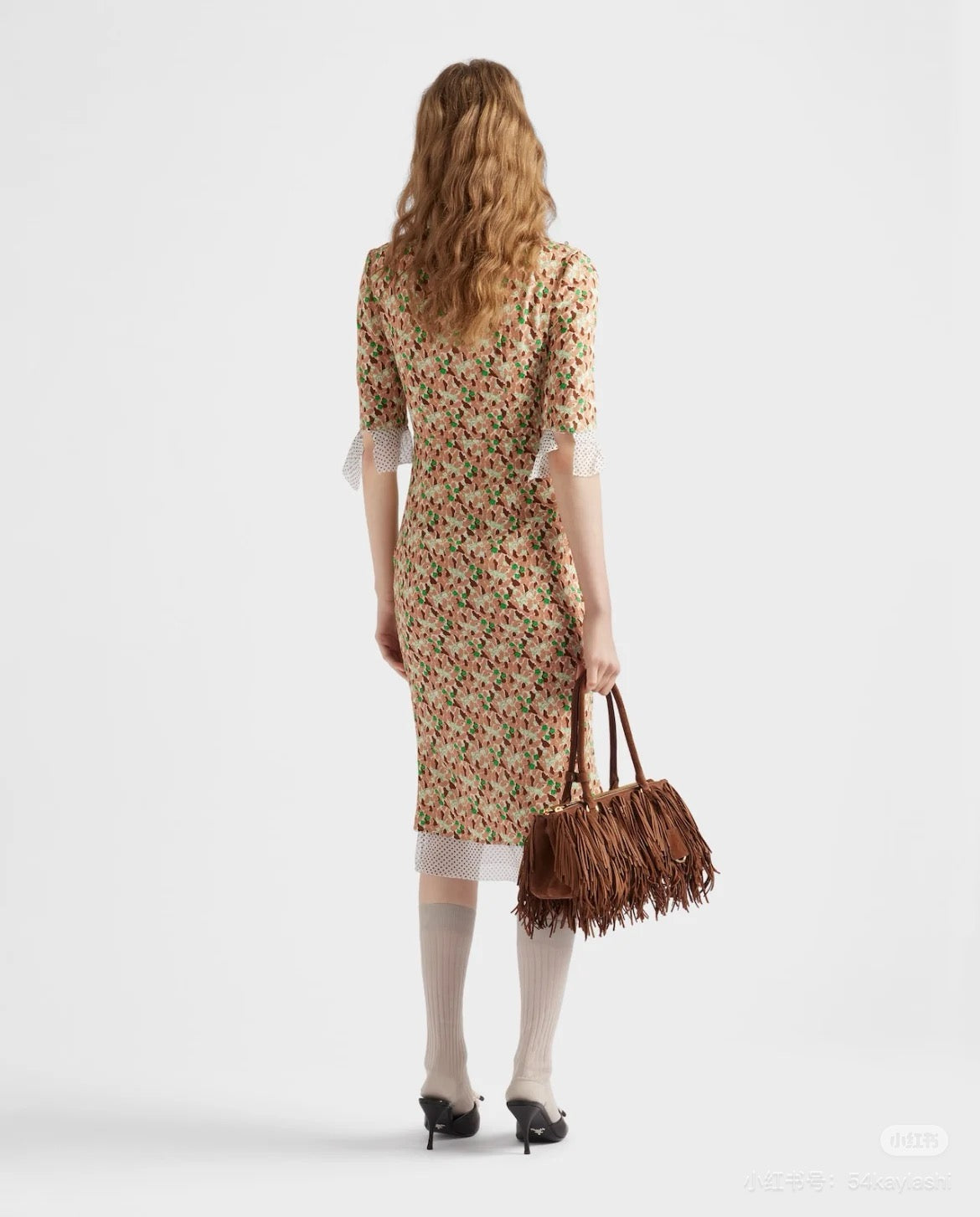 Pra* 25ss blush printed georgette dress