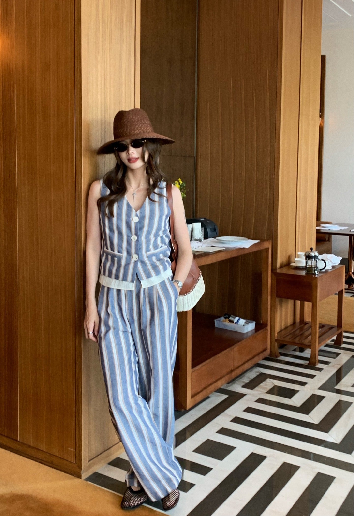 Lor*P striped vest + pants set