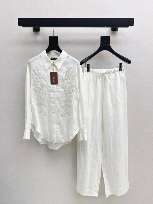 Lor*P beaded shirt + linen pant set