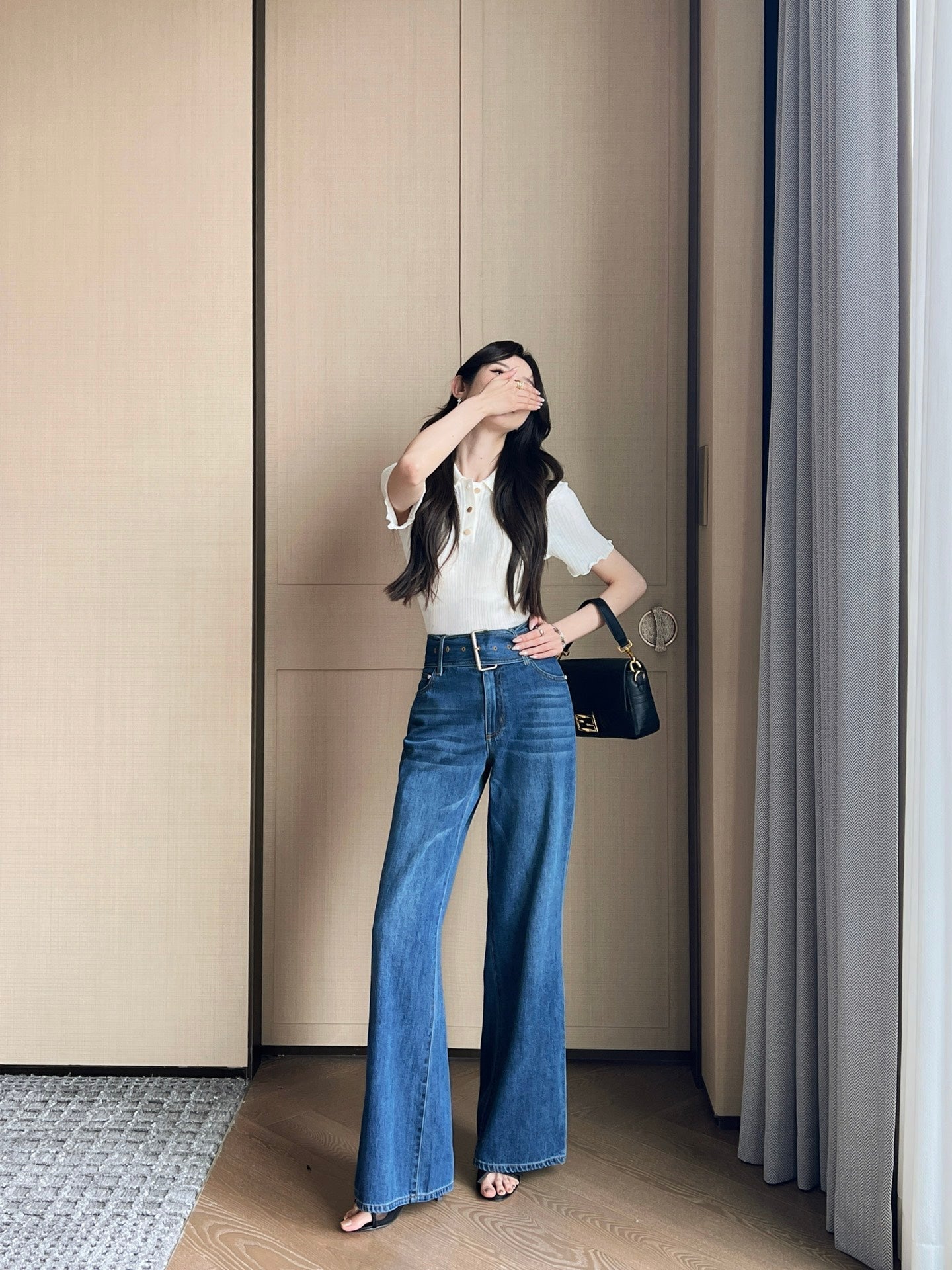 Loui* 25ss belted denim pants