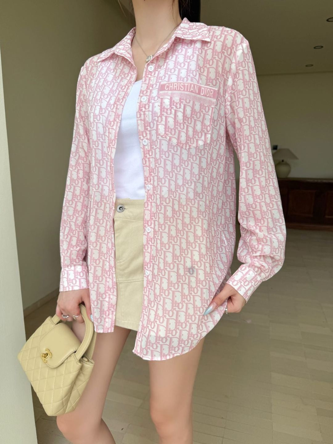 D*r 25ss Oblique printed shirt