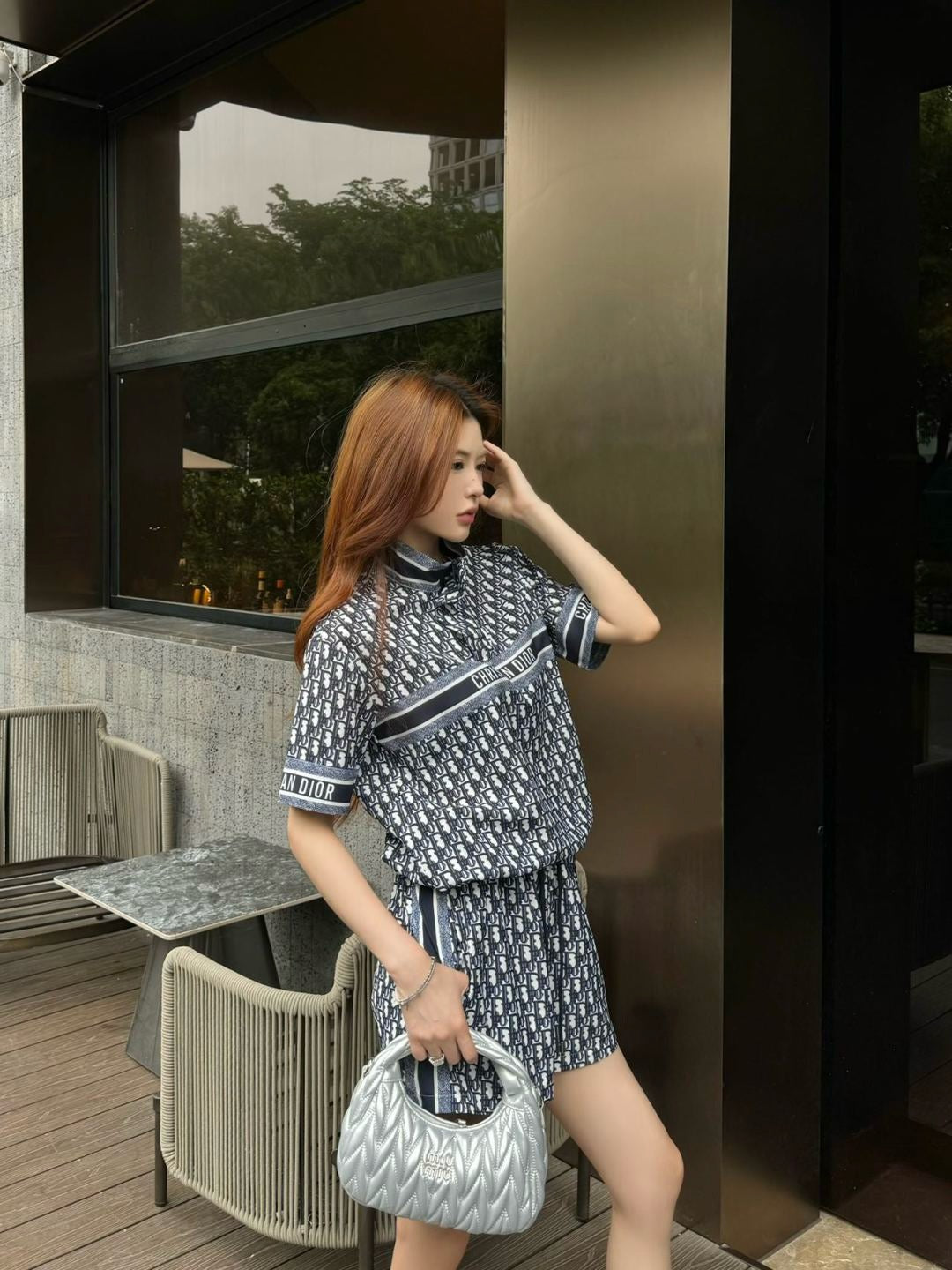 D*r 25ss Oblique printed top + waist shorts set