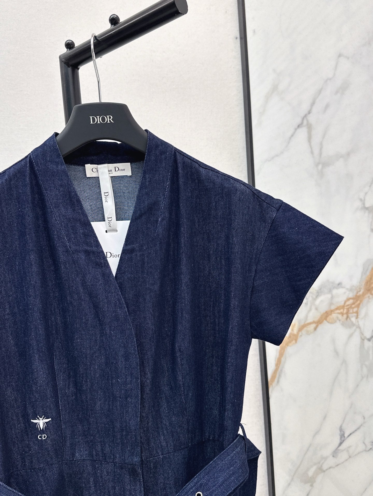 D*r 25ss flared denim midi dress with belt