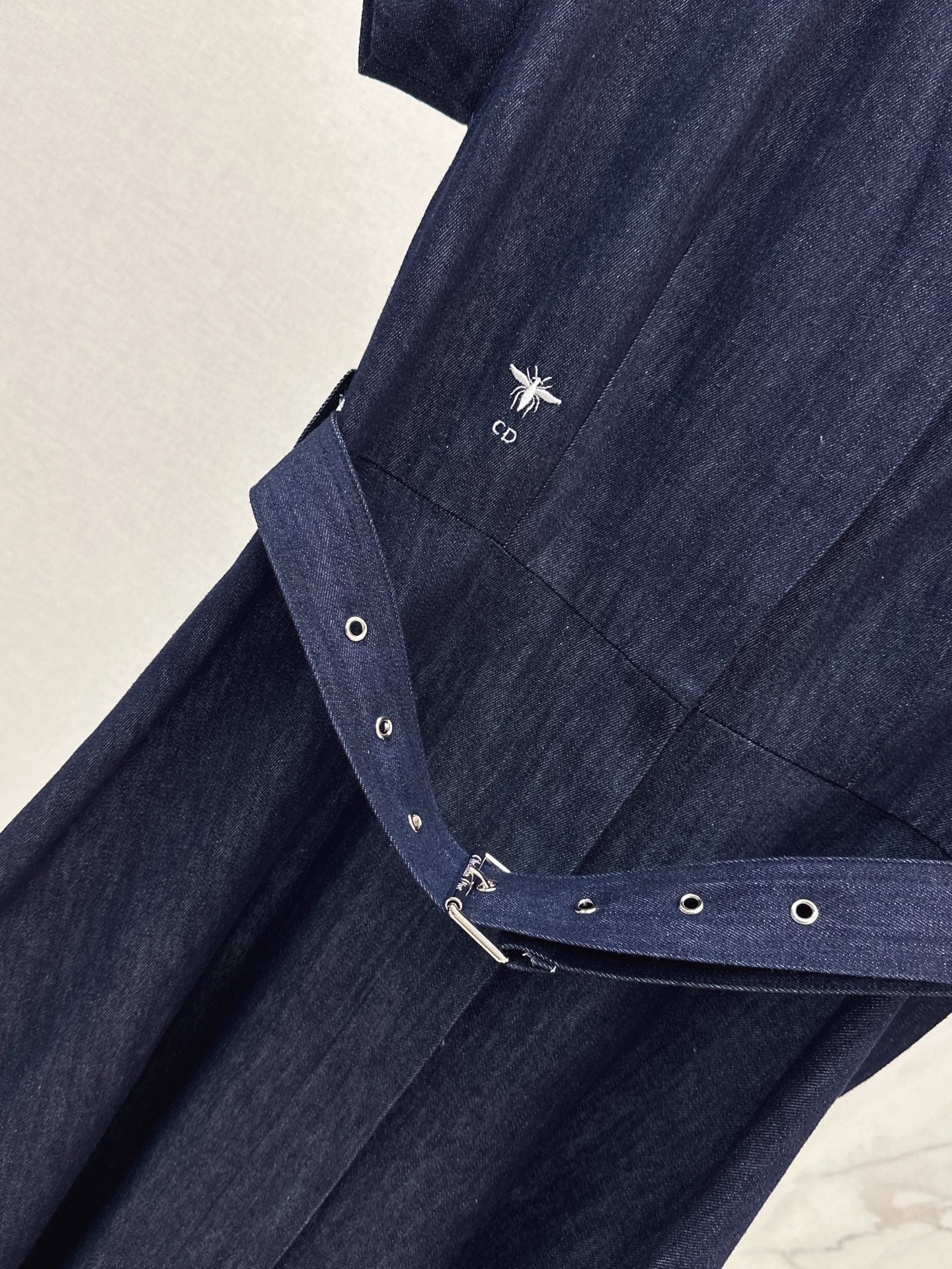 D*r 25ss flared denim midi dress with belt