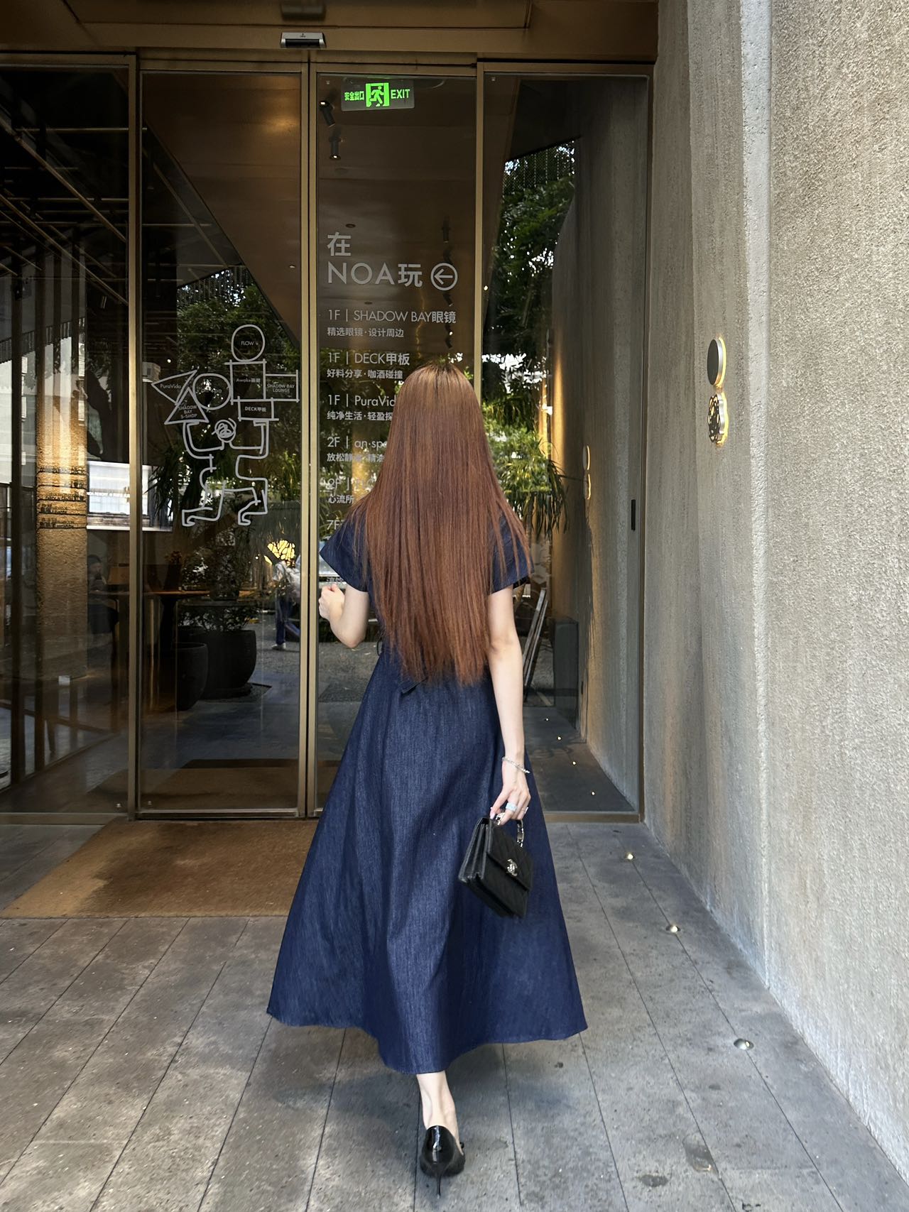 D*r 25ss flared denim midi dress with belt