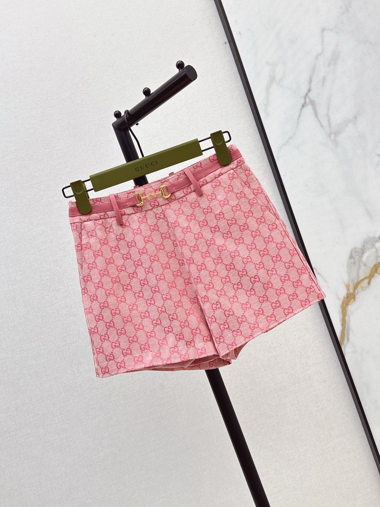 G*u 25ss GG jacquard horsebit shorts