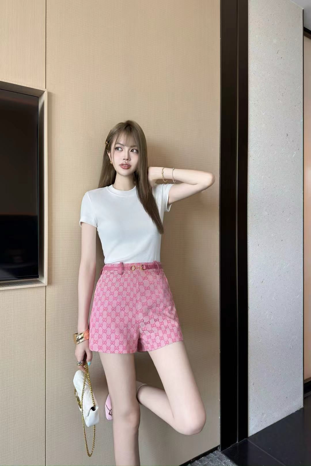 G*u 25ss GG jacquard horsebit shorts