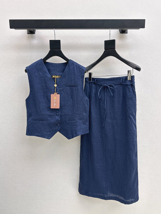 Lor*P 25ss linen vest+skirt suit