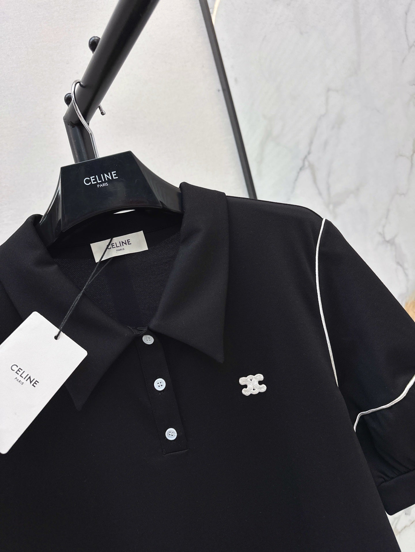 Cel* 25ss embroidered polo dress