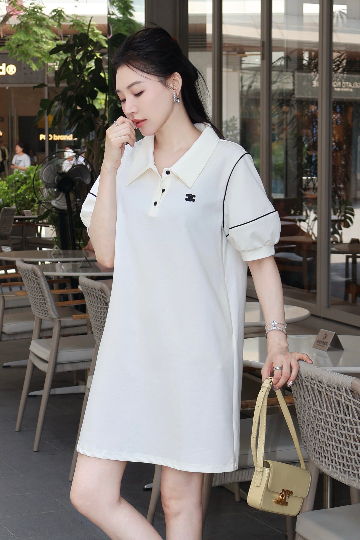 Cel* 25ss embroidered polo dress