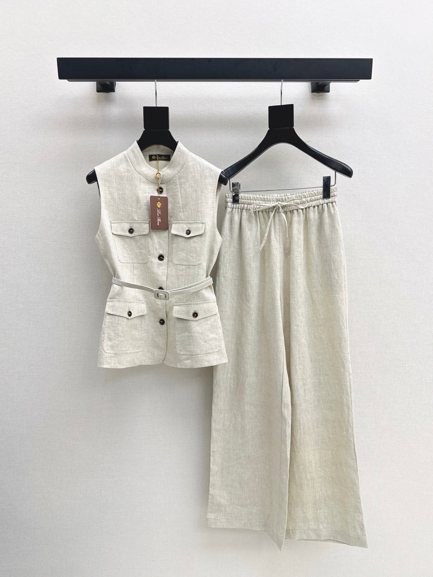 Lor*P 25ss belted vest + wide-leg pants set