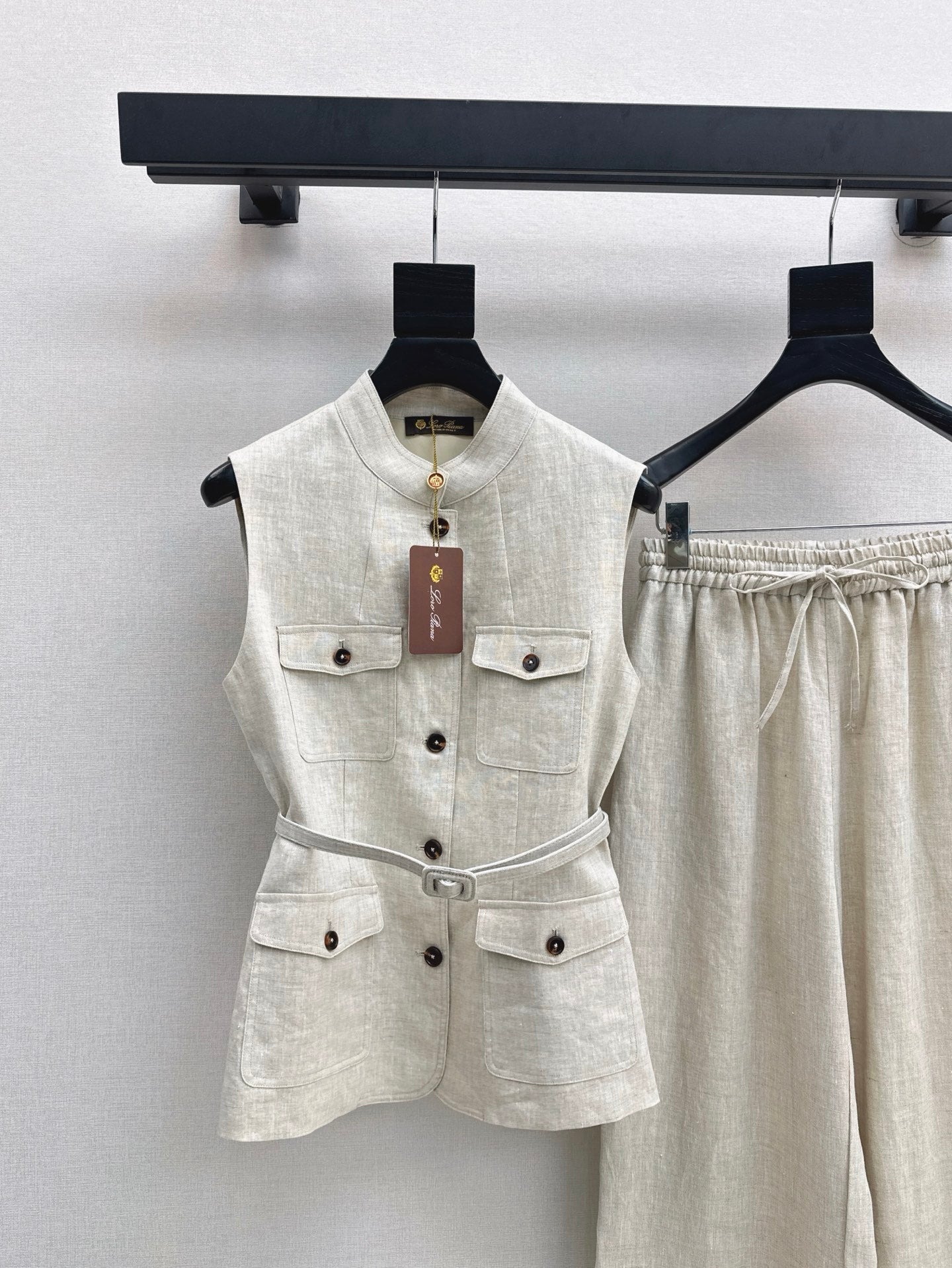 Lor*P 25ss belted vest + wide-leg pants set