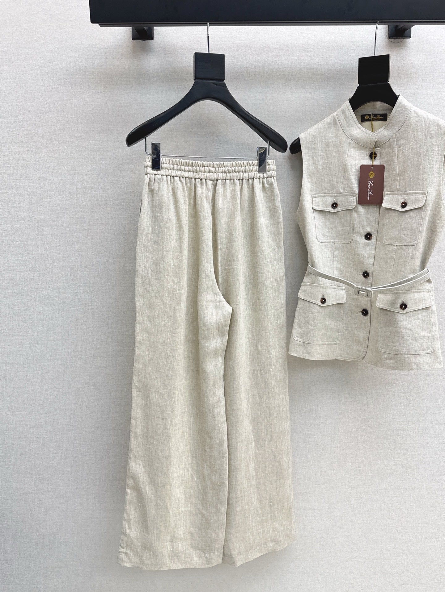 Lor*P 25ss belted vest + wide-leg pants set