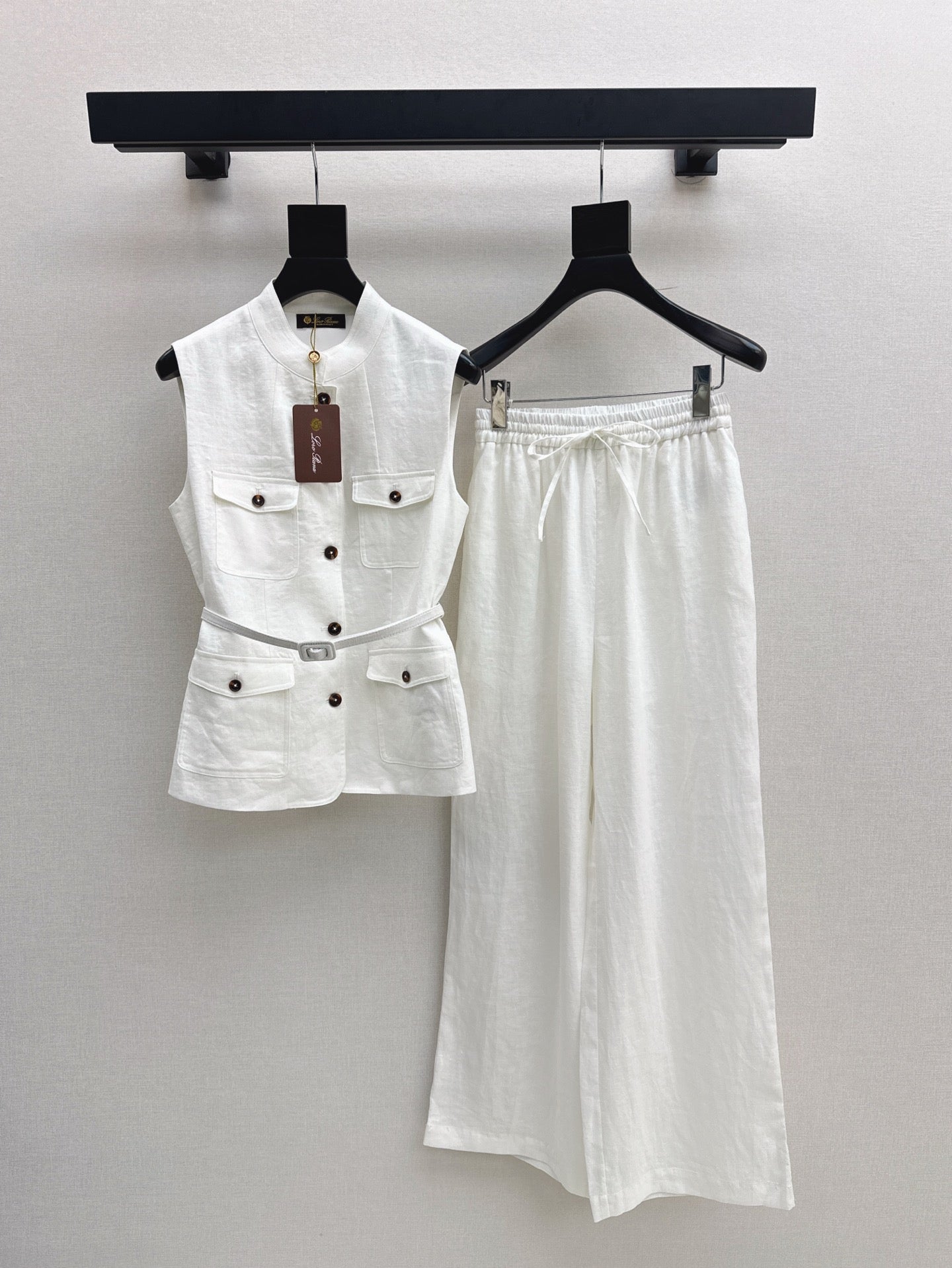Lor*P 25ss belted vest + wide-leg pants set