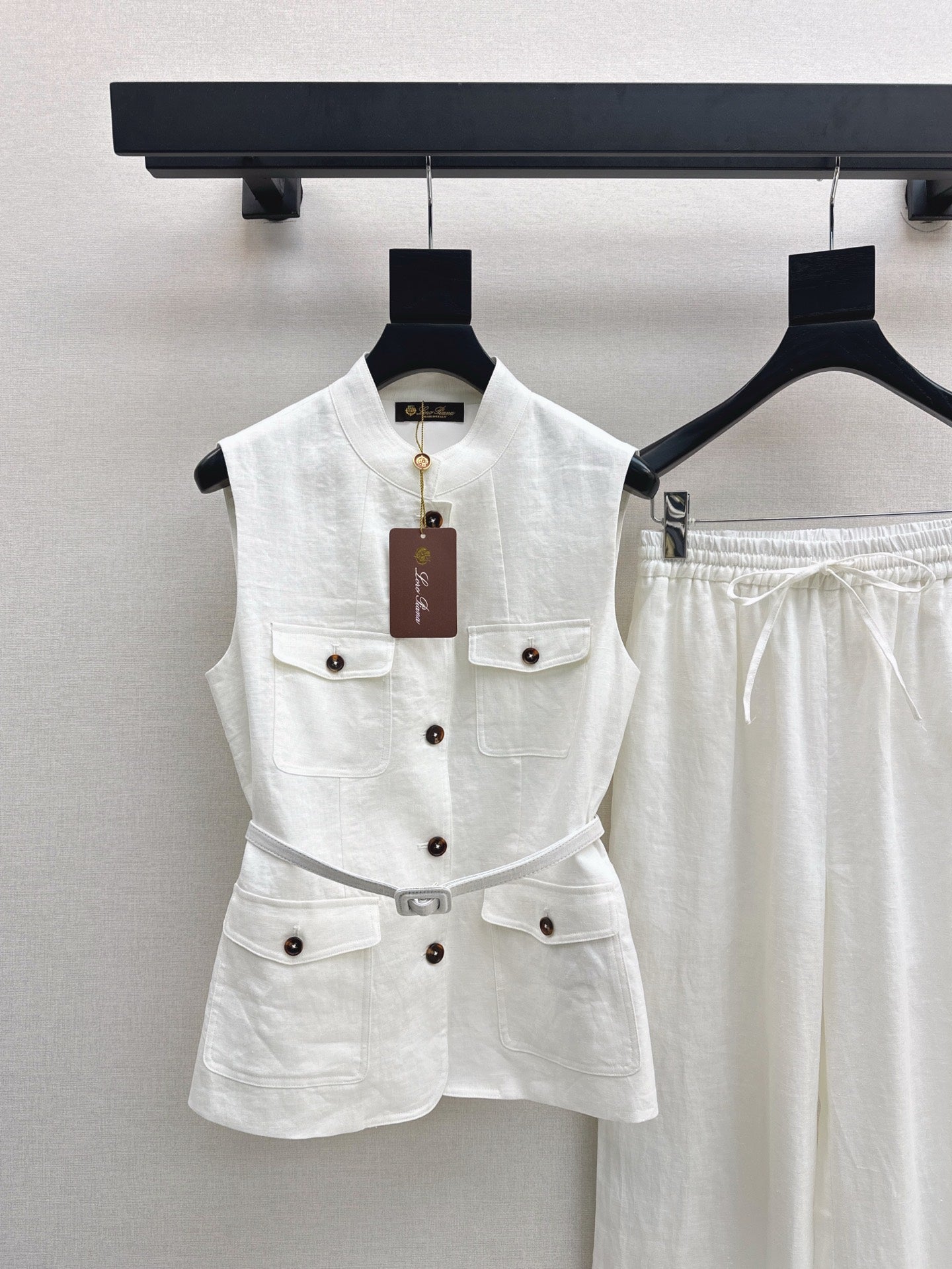 Lor*P 25ss belted vest + wide-leg pants set