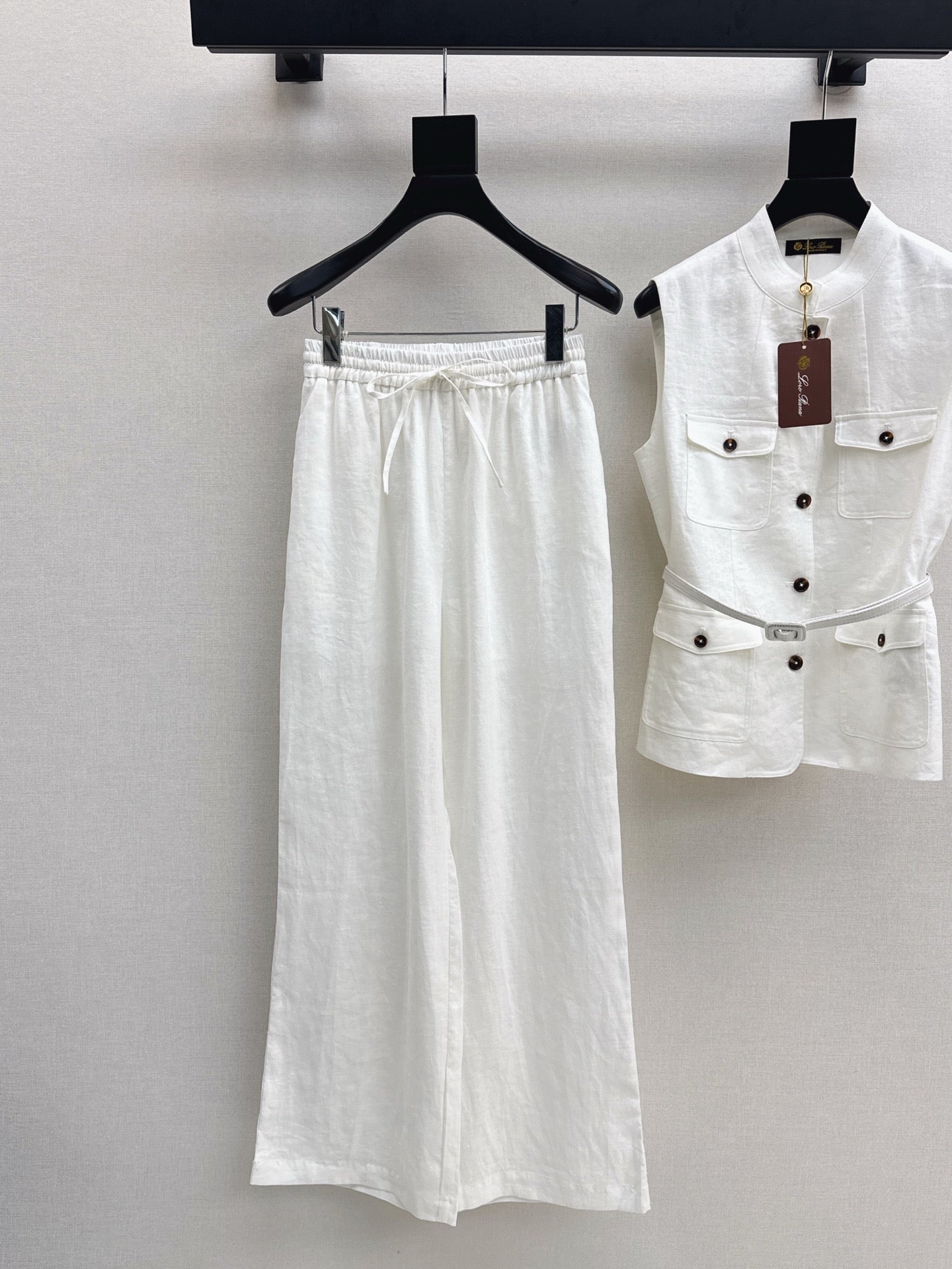 Lor*P 25ss belted vest + wide-leg pants set