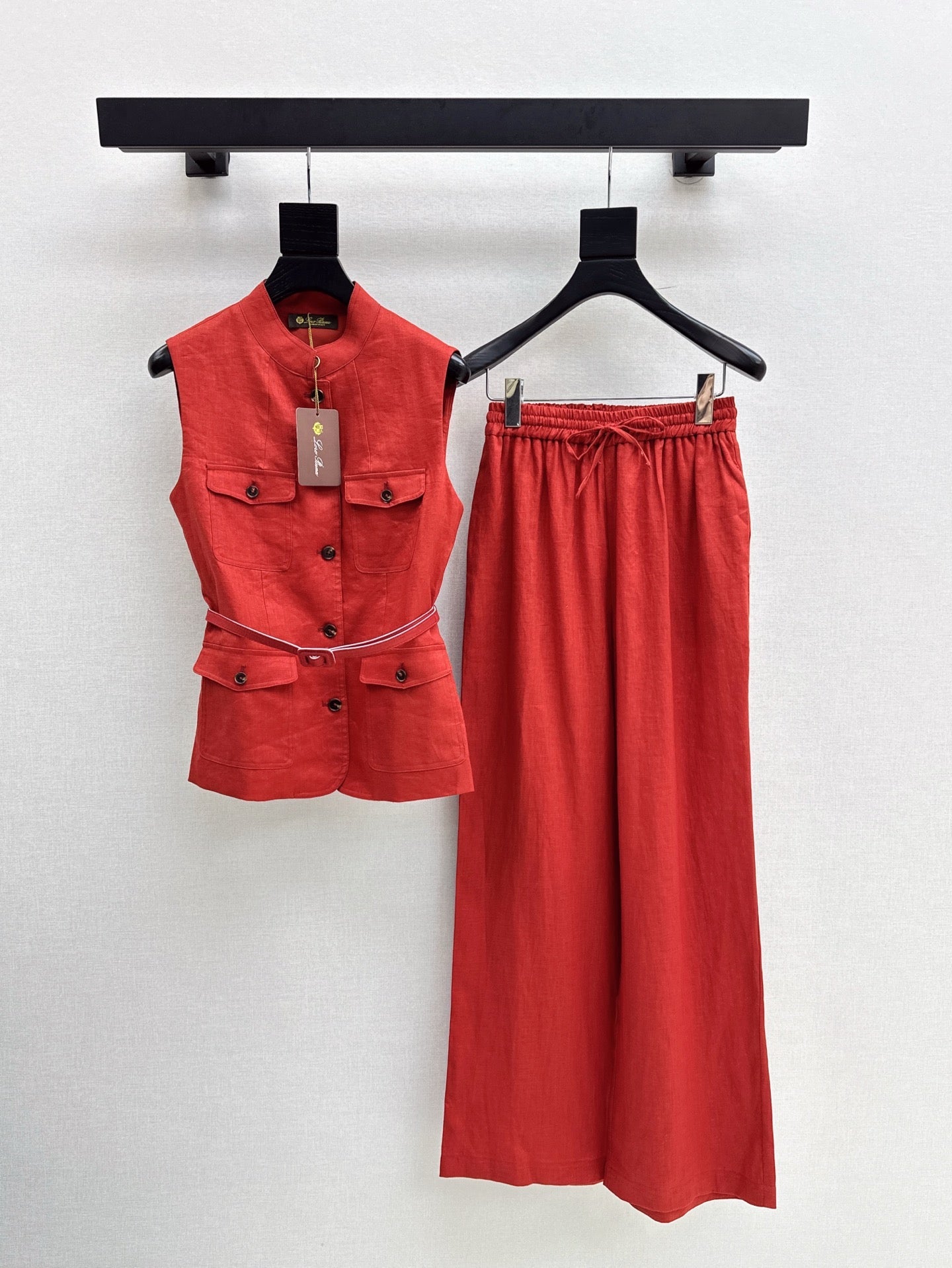 Lor*P 25ss belted vest + wide-leg pants set