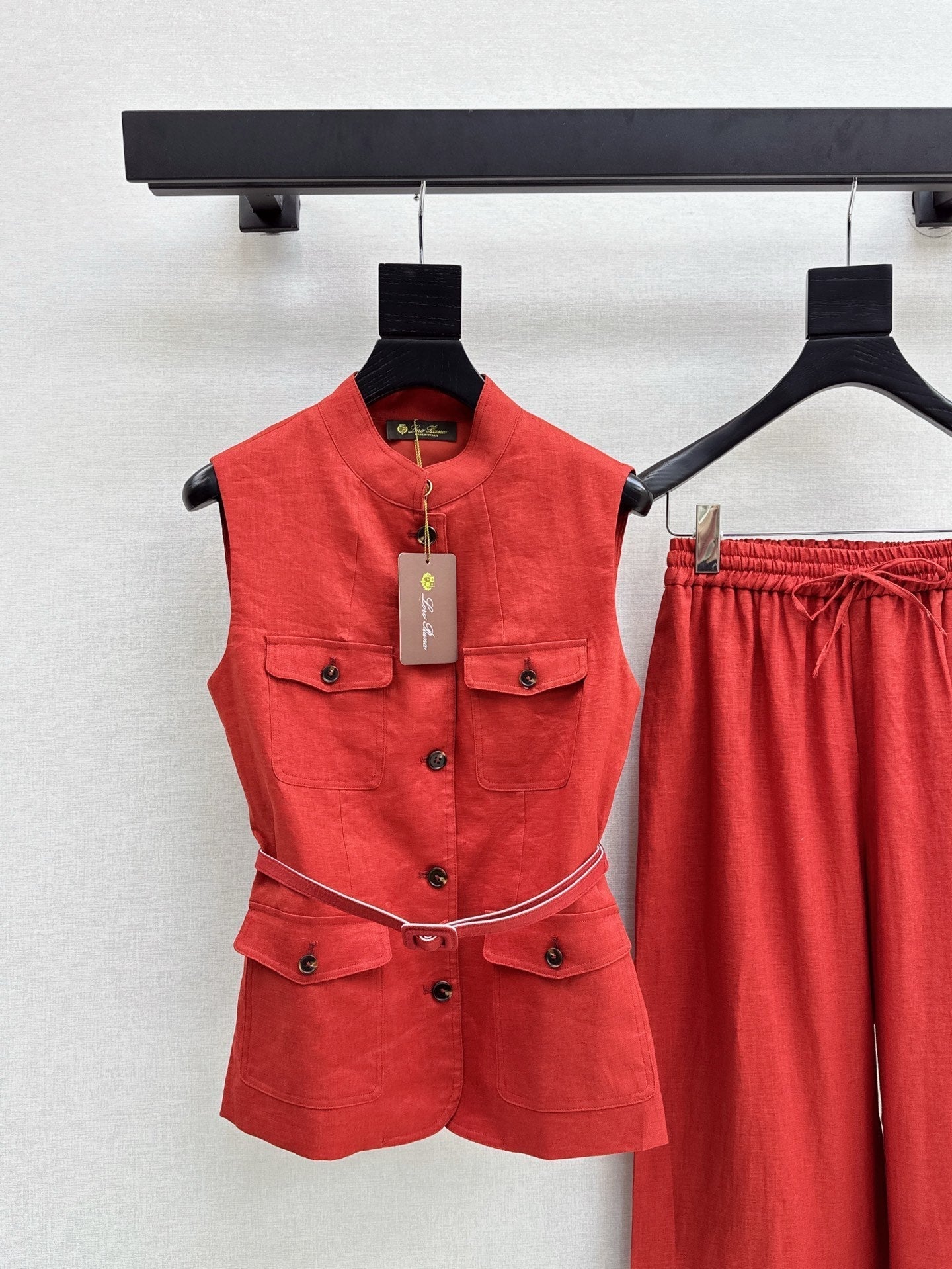 Lor*P 25ss belted vest + wide-leg pants set
