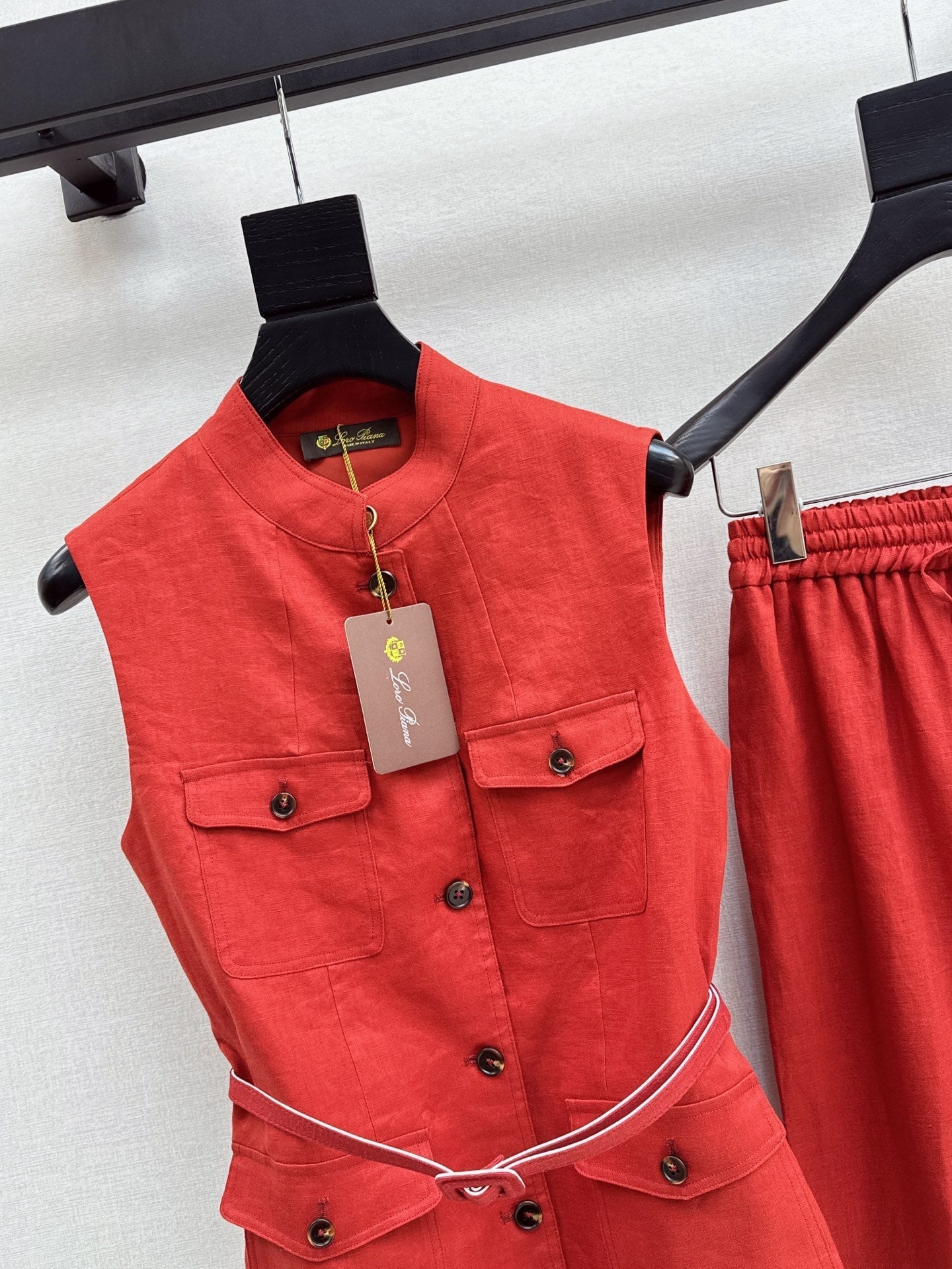 Lor*P 25ss belted vest + wide-leg pants set