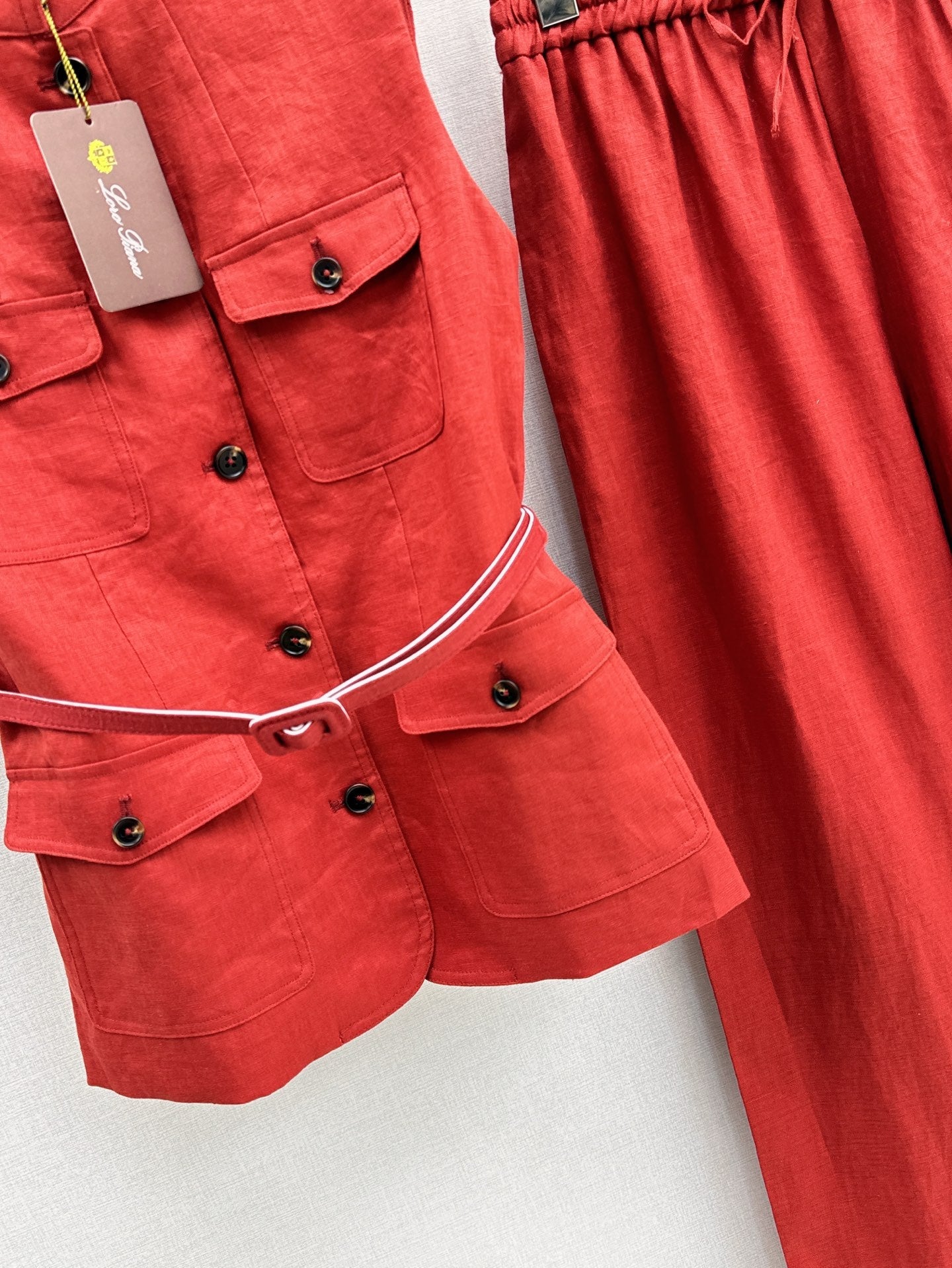 Lor*P 25ss belted vest + wide-leg pants set