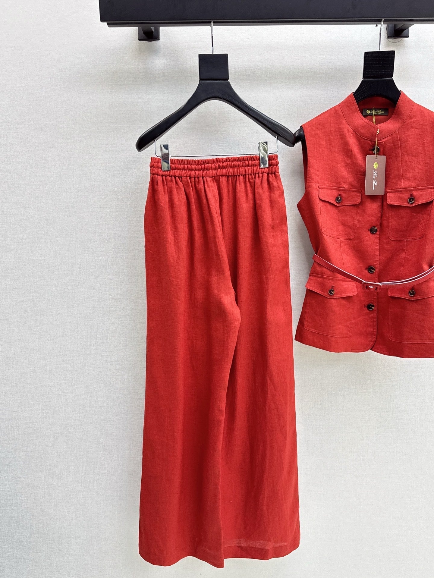 Lor*P 25ss belted vest + wide-leg pants set