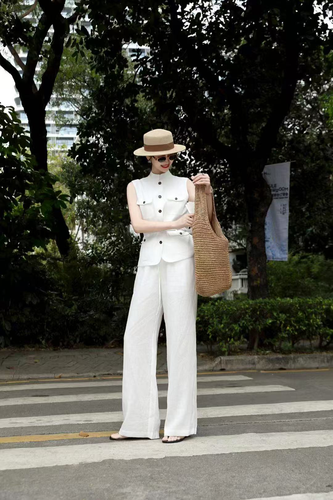 Lor*P 25ss belted vest + wide-leg pants set