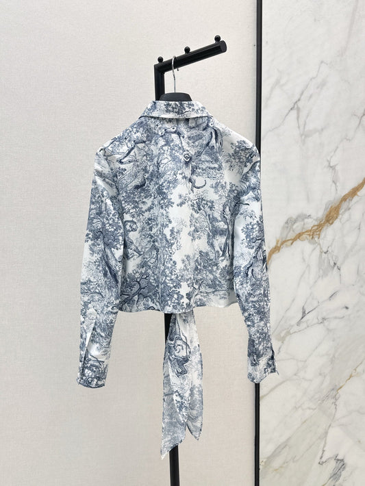 D*r 25ss print cropped tied shirt