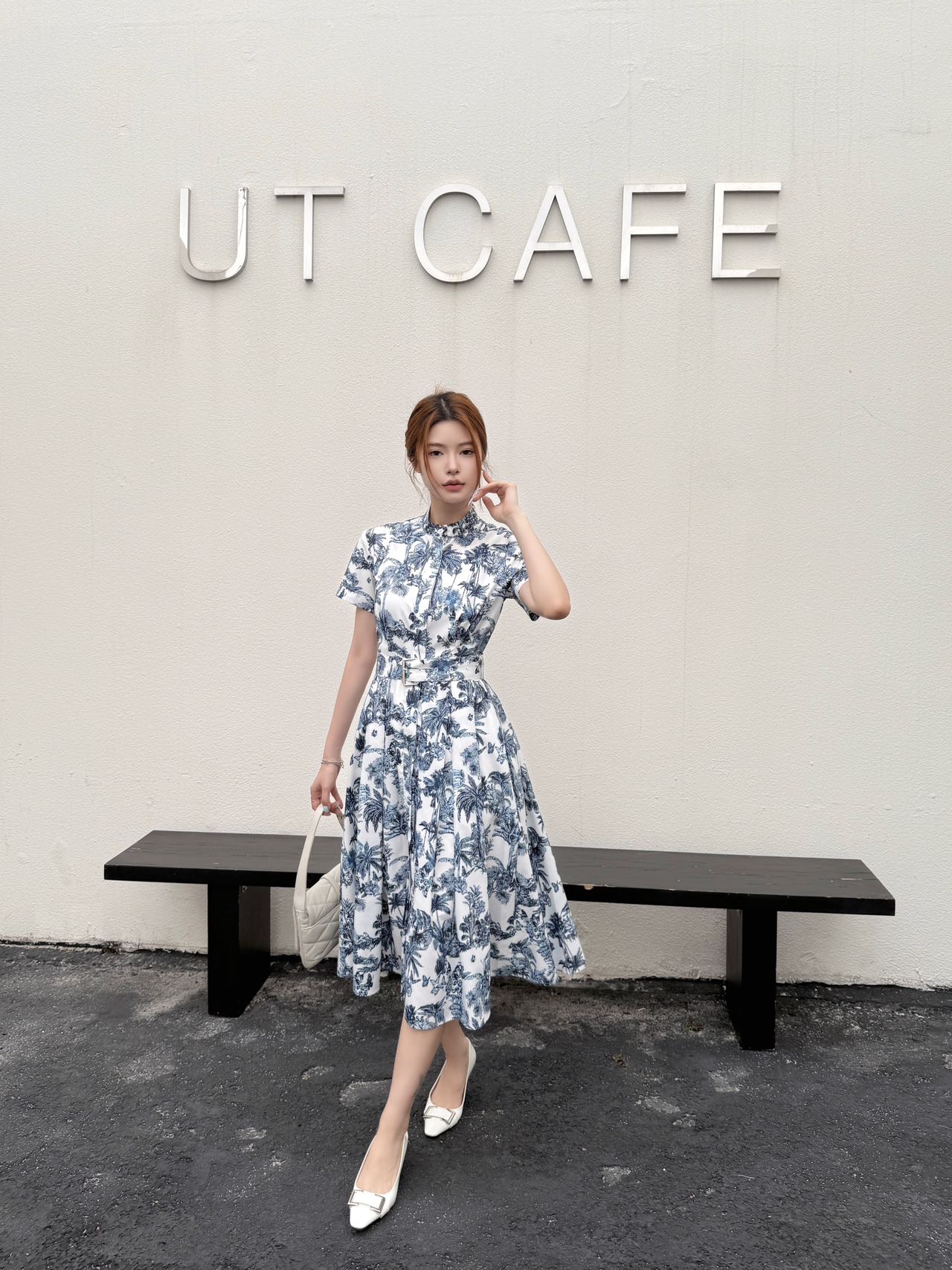 D*r 25ss Printed Mid-Length Flared Dress