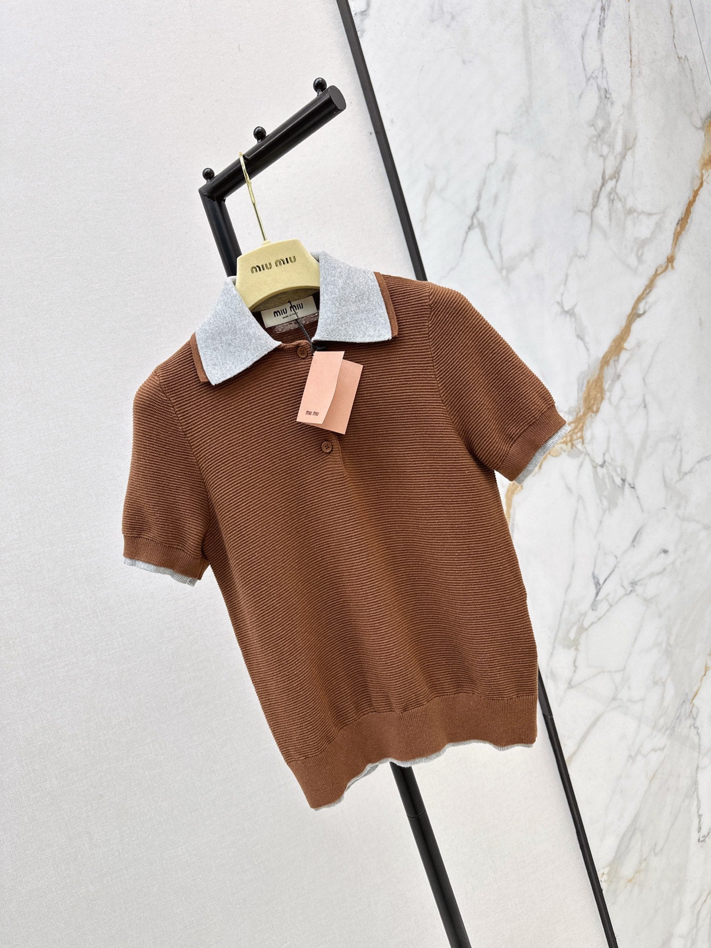 M*u 25ss cotton knitted polo shirt