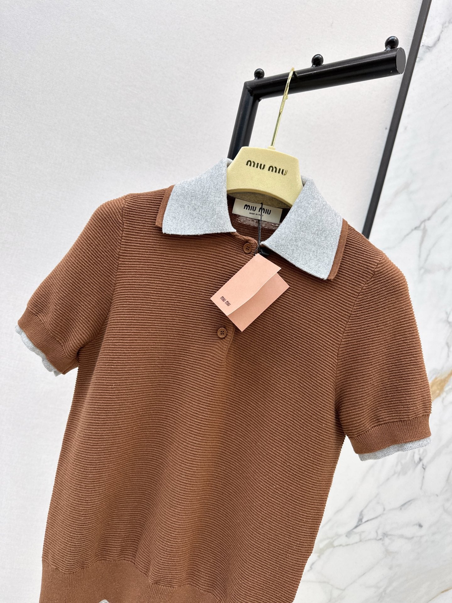 M*u 25ss cotton knitted polo shirt