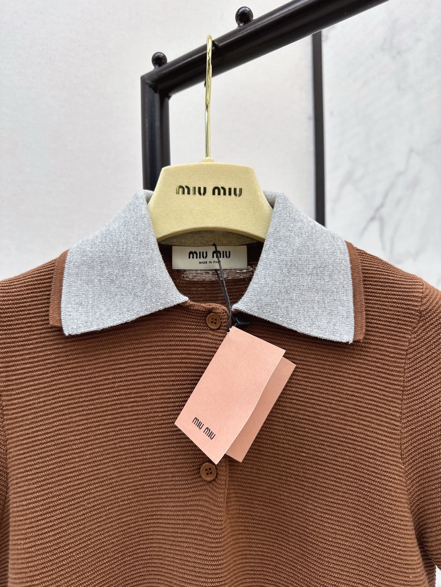 M*u 25ss cotton knitted polo shirt