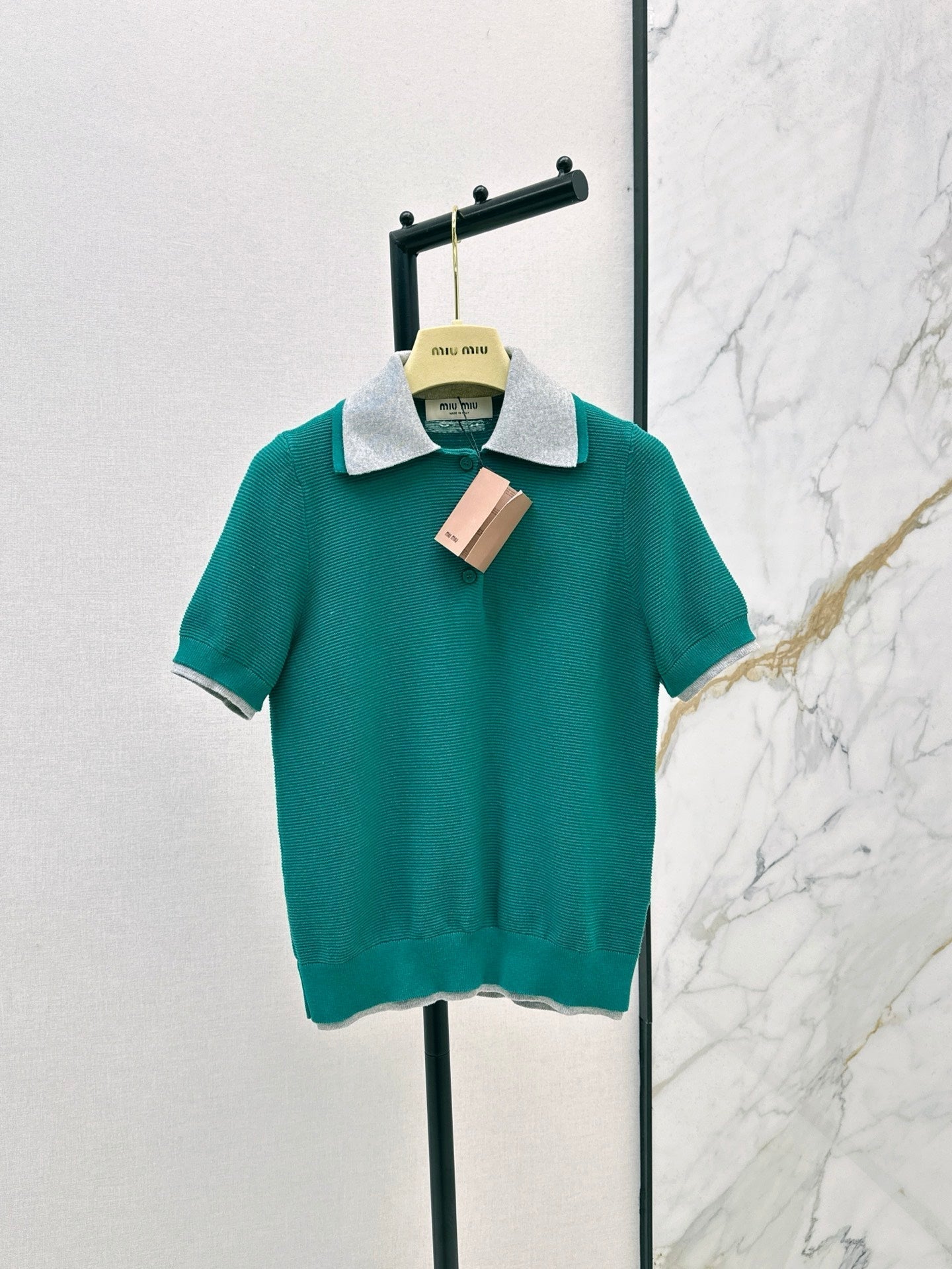 M*u 25ss cotton knitted polo shirt