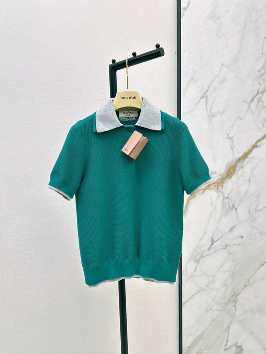 M*u 25ss cotton knitted polo shirt