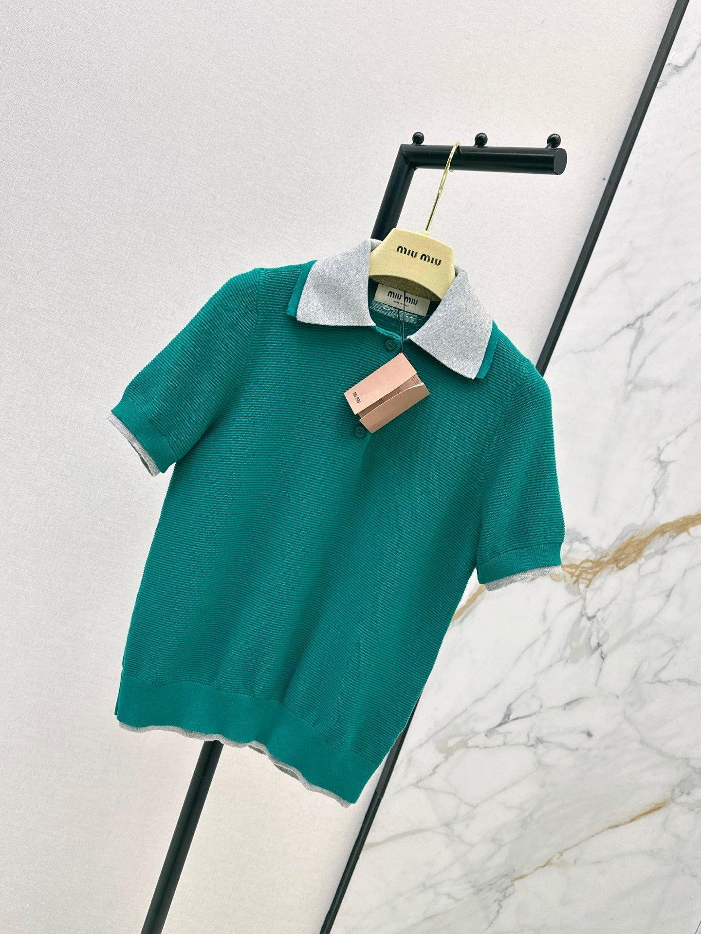 M*u 25ss cotton knitted polo shirt