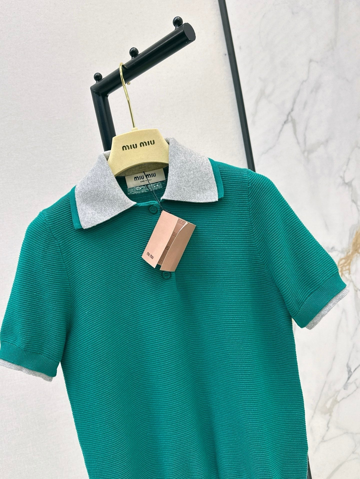 M*u 25ss cotton knitted polo shirt