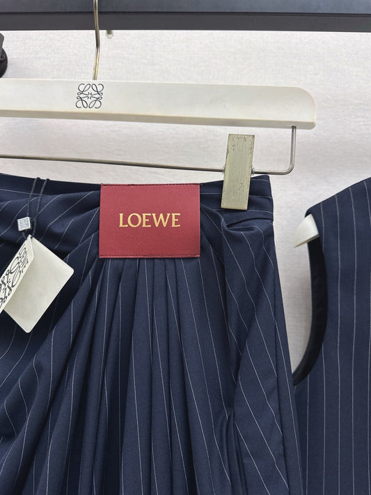 Loe* 25ss Draped Striped Skirt Suit