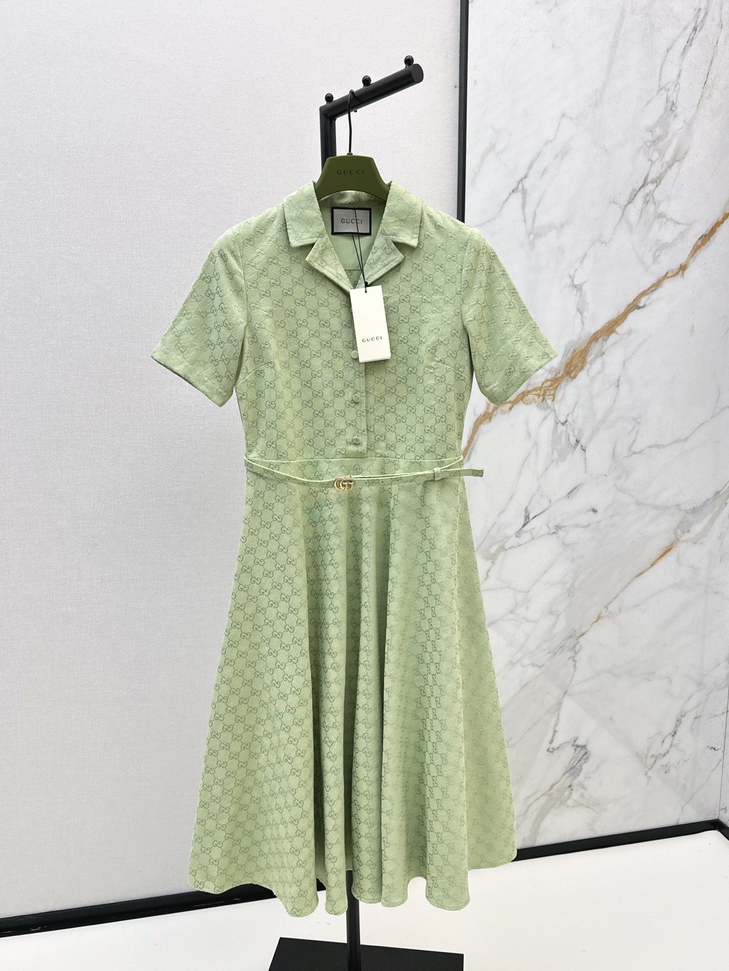 Gu* 25ss Mid-length GG jacquard dress