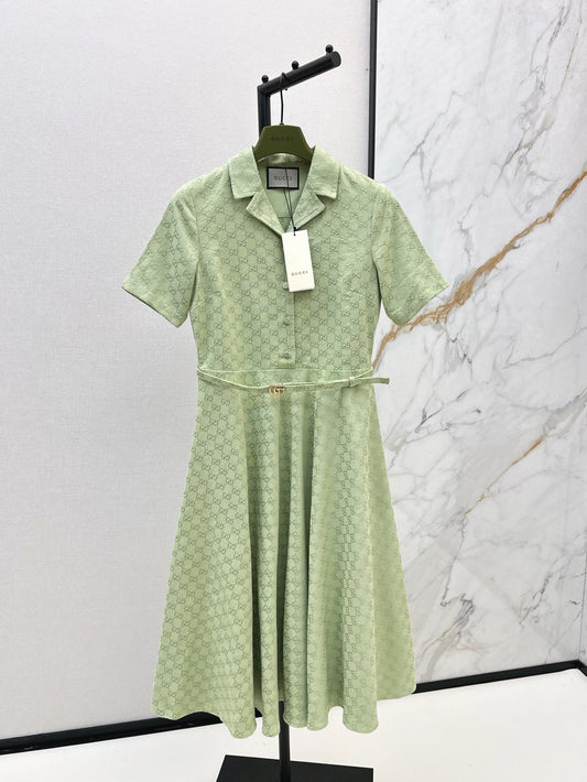 Gu* 25ss Mid-length GG jacquard dress