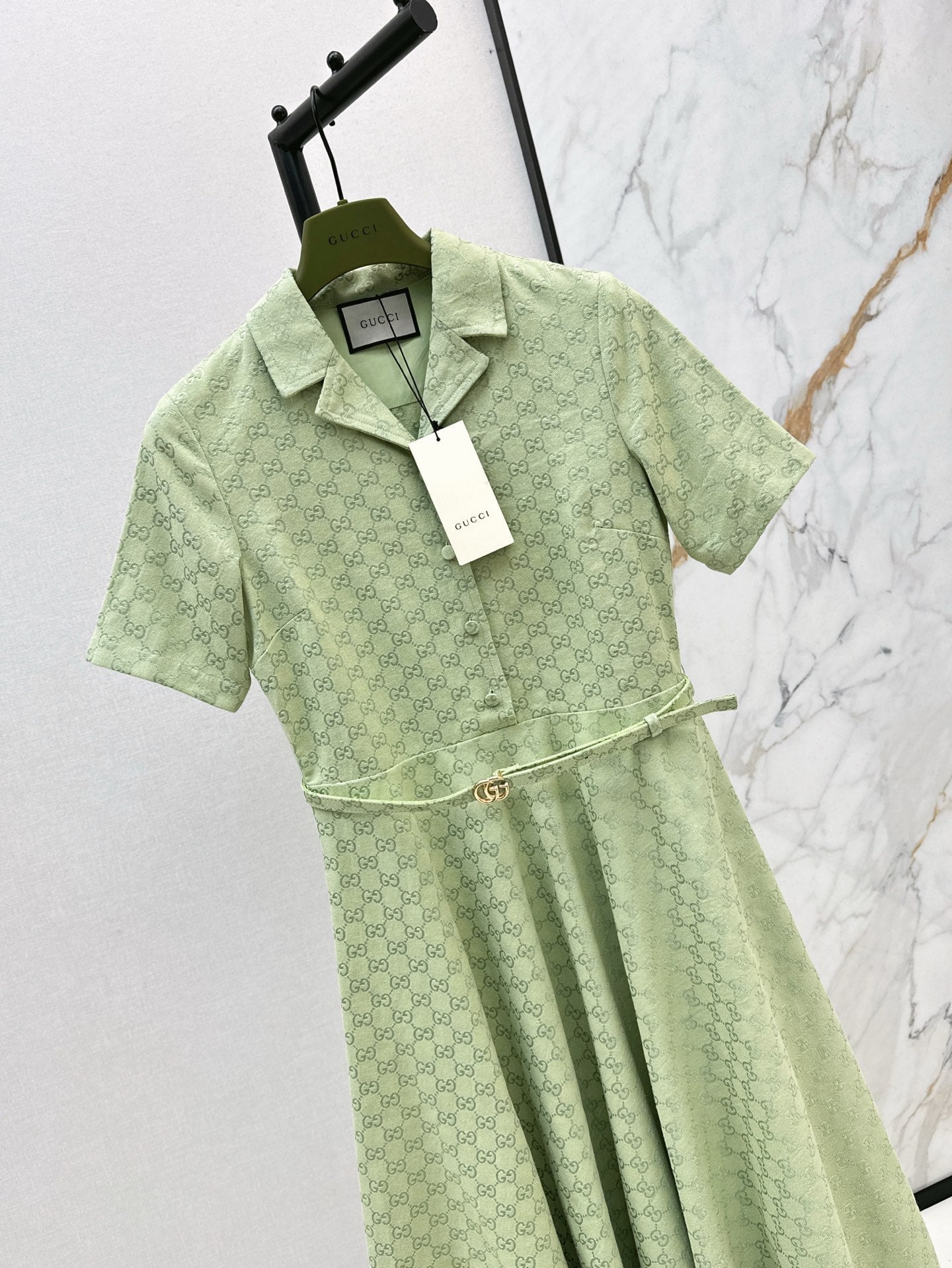 Gu* 25ss Mid-length GG jacquard dress