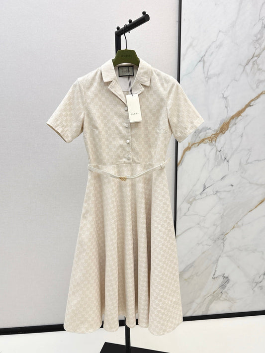 Gu* 25ss Mid-length GG jacquard dress