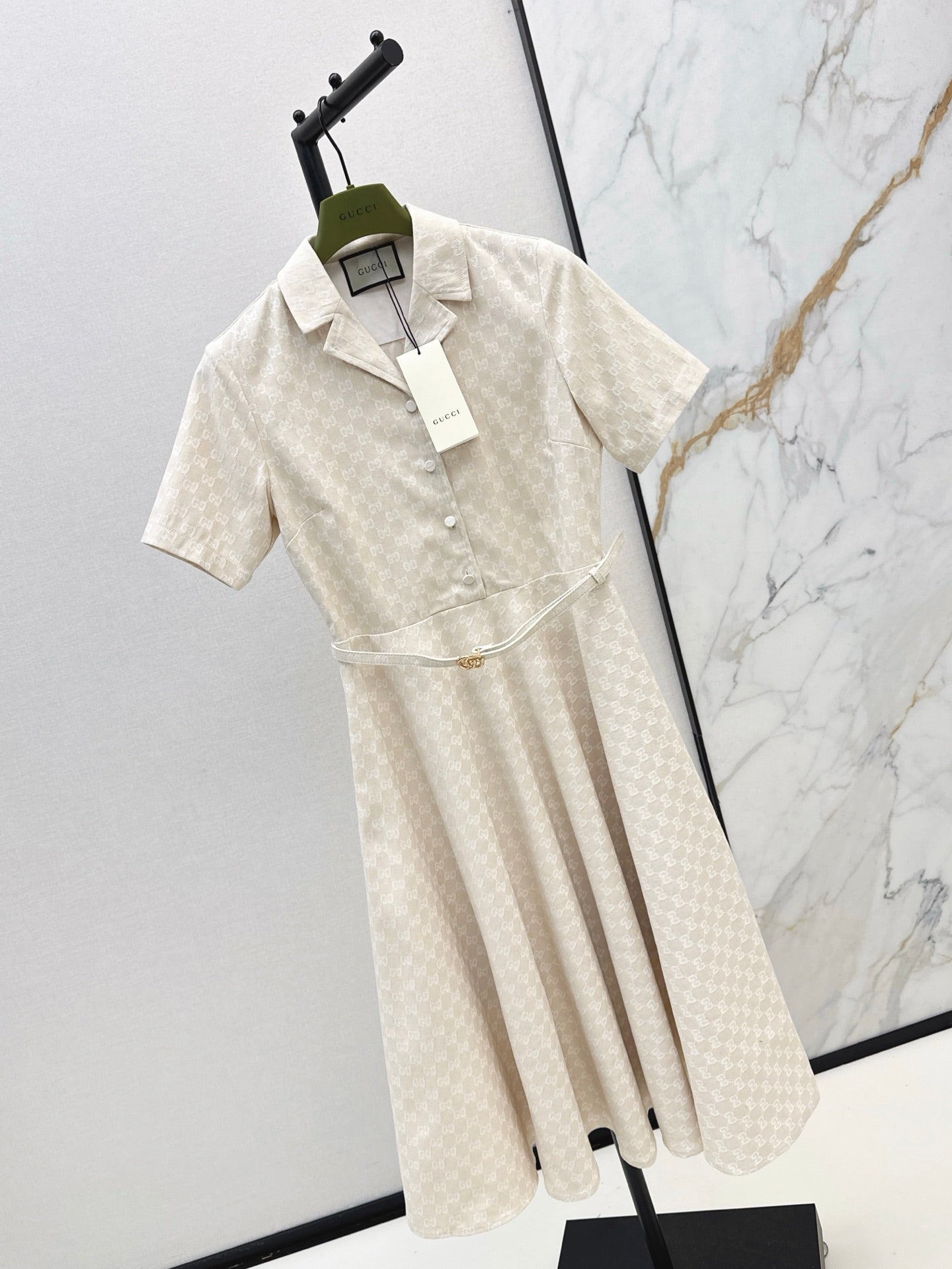 Gu* 25ss Mid-length GG jacquard dress