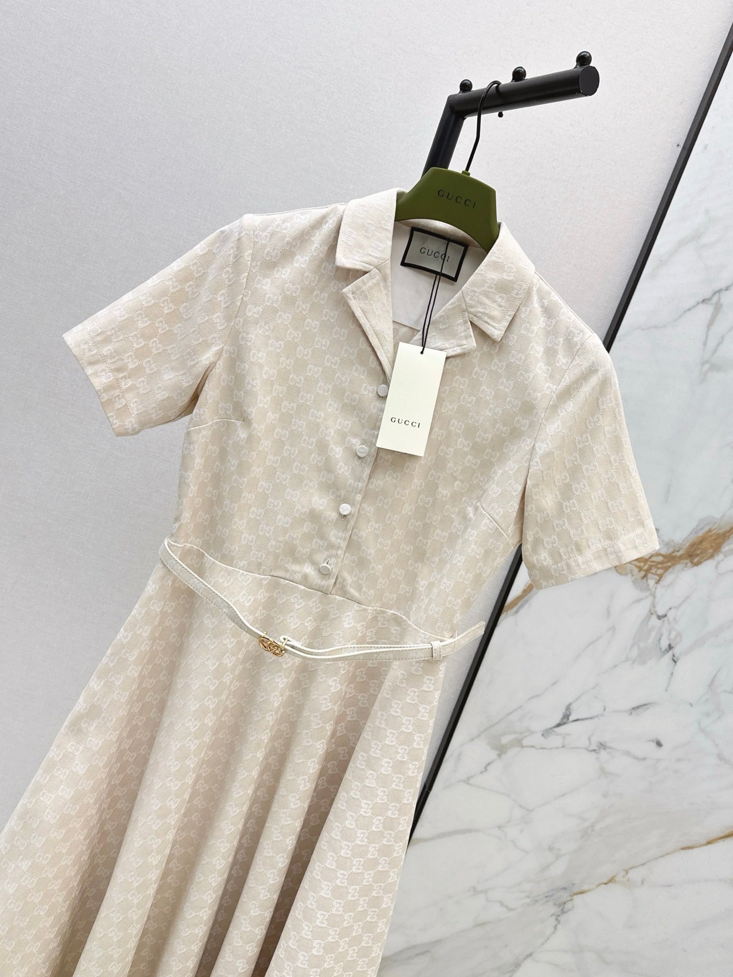 Gu* 25ss Mid-length GG jacquard dress