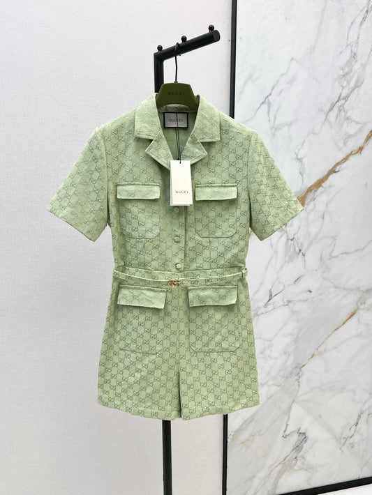 Gu* 25ss GG jacquard cotton jumpsuit