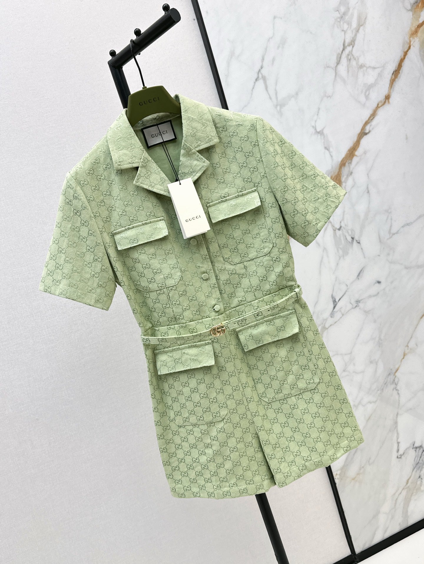 Gu* 25ss GG jacquard cotton jumpsuit