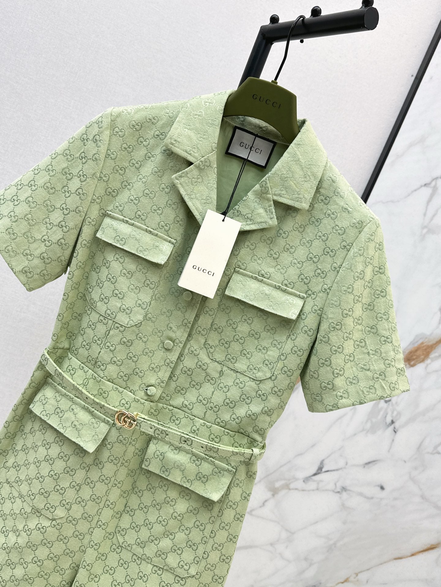 Gu* 25ss GG jacquard cotton jumpsuit