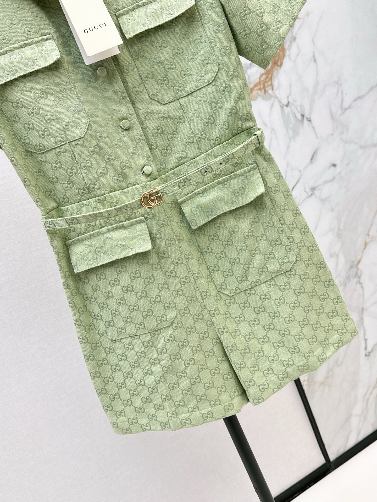 Gu* 25ss GG jacquard cotton jumpsuit