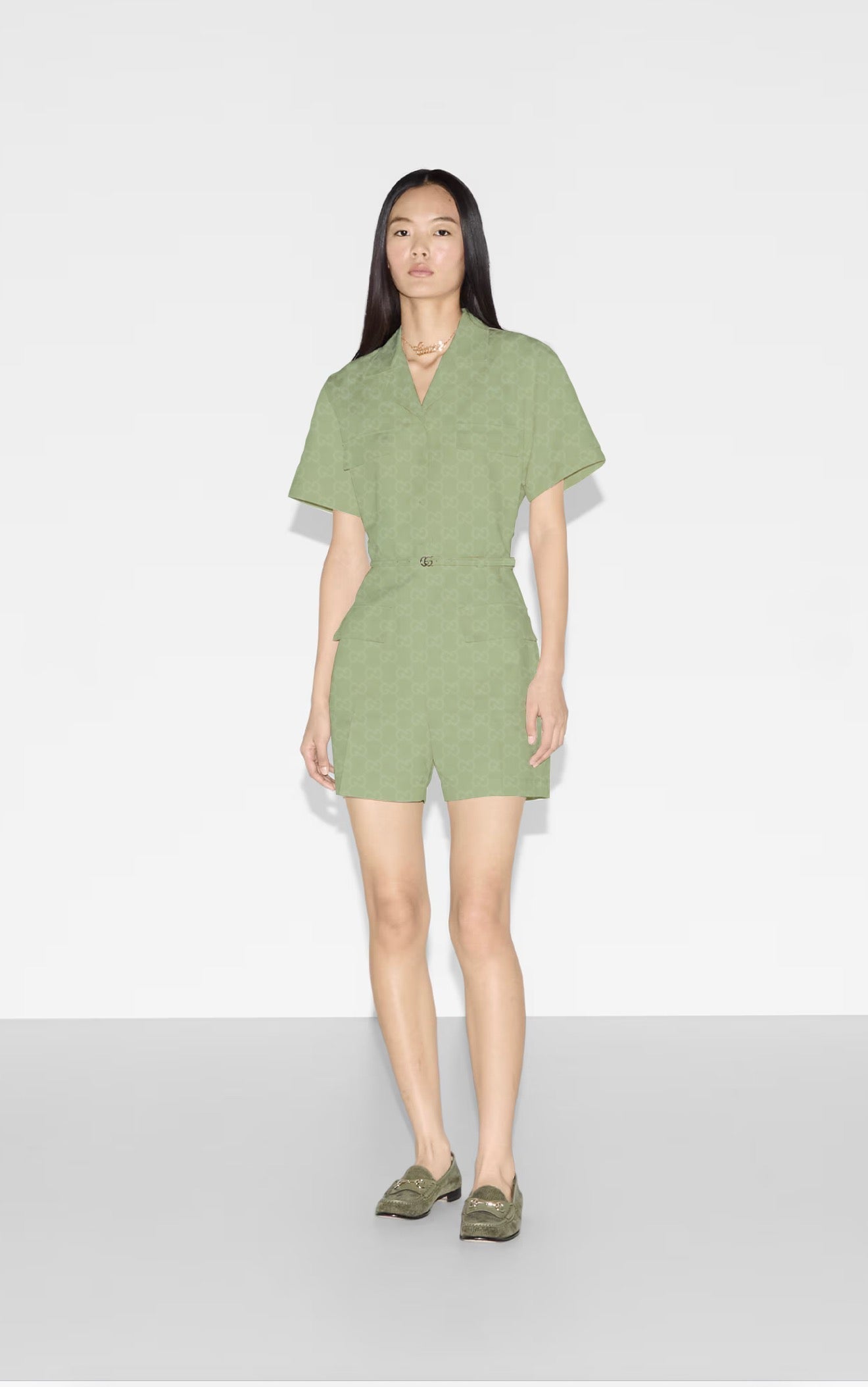 Gu* 25ss GG jacquard cotton jumpsuit